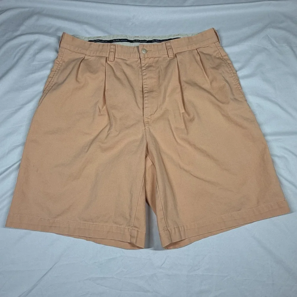 Polo Ralph Lauren Chino Shorts Light Peach Pleated Cotton Men's Tyler Shorts 34